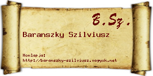 Baranszky Szilviusz névjegykártya